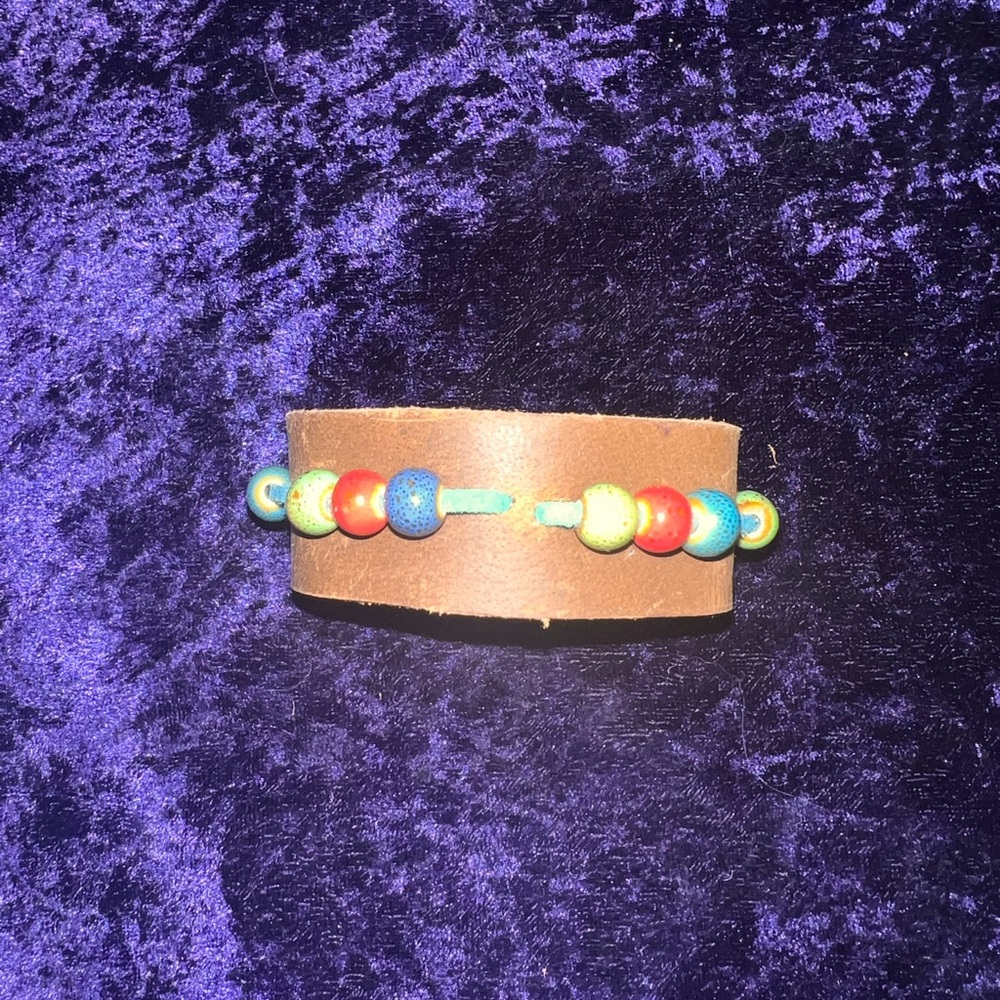 Colorful Beaded Leather Bracelet